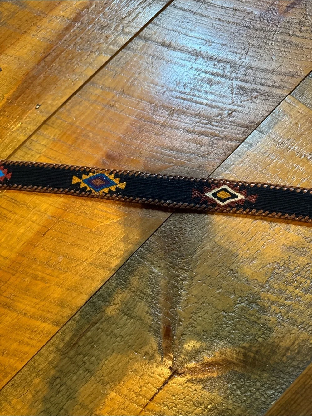 Handcrafted woven belt with leather buckle and trim Made in Guatemala Size 38 - Picture 7 of 11